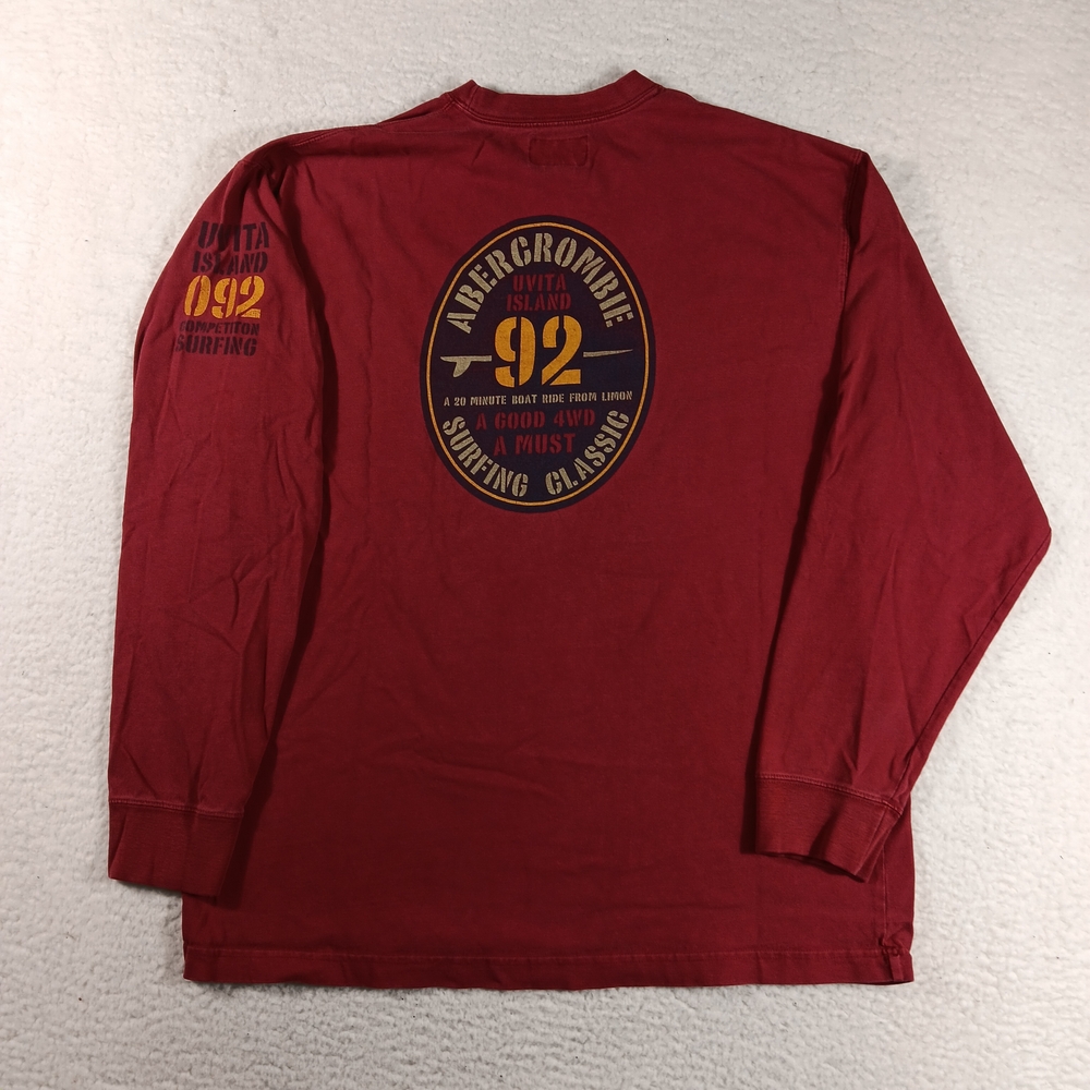 Vintage 90s Abercrombie & Fitch Shirt Mens XL Red Uvita Island 92 Surfing
